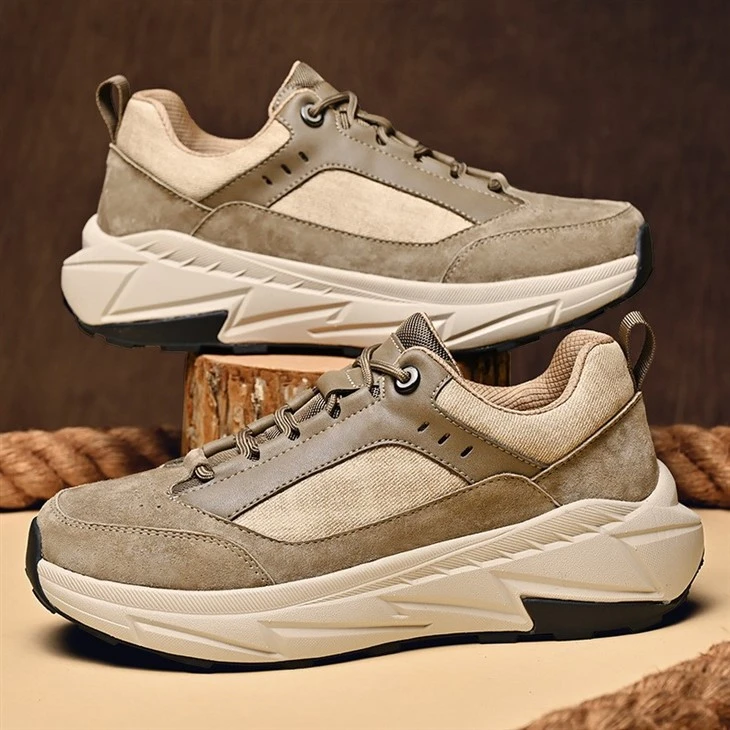 Shock Absorption Trainer Leather Sneakers